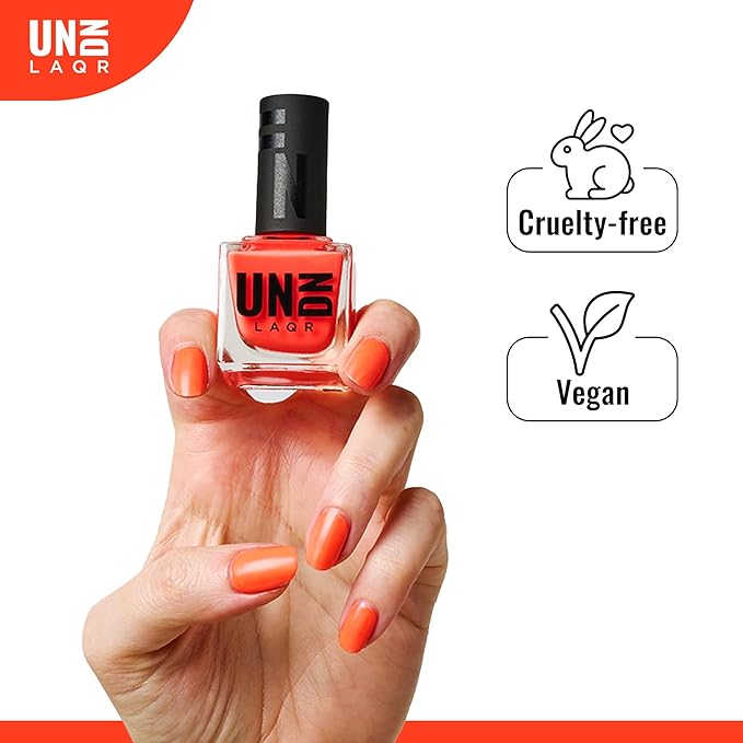 UNDN Vegan Nail Polish - Brain Washed - Jelly Orange Nail Polish for Women and Men - Long Lasting, Durable Finish - Cruelty Free - 0.5 oz