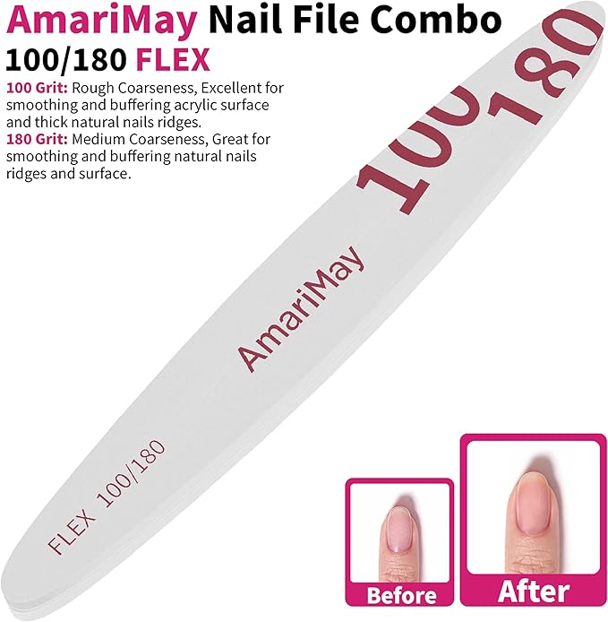 Nail File Combo, 3 Pcs of 100/180 Edge Tile, 100/180 Flex Tile and 600/3000 Shiner Tile, Double Sided Washable Grit Emery Boards, Professional Manicure Tools for Acrylic and Gel Nails.
