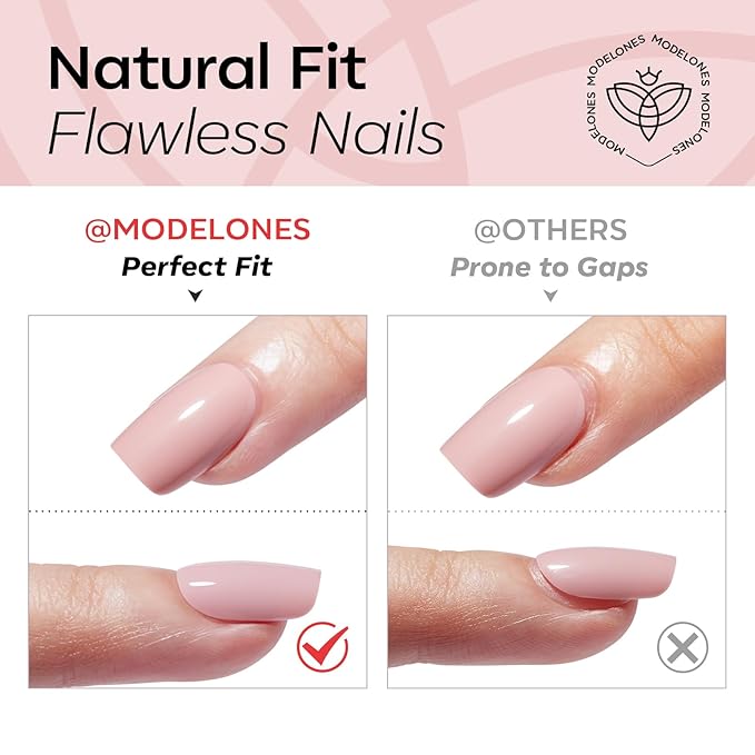 modelones Sheer Red Short Press on Nails, Semi-Transparent Oval Fake Nails Kit Press Ons with Nail Glue, Adhesive Tabs, Nail File, Prep Pad, Manicure Stick, 32Pcs 16 Sizes, Spring Women Girl Gift