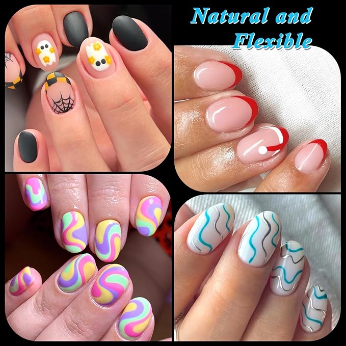 420pc Extra Short Oval Gel Nail Tips Clear Fake Nails, XS Clear Press on Nails Short Round Almond Soft Gel Nail Tip Acrylic Nail Full Cover False Artificial Fingernail for Nail Extension Press-ons