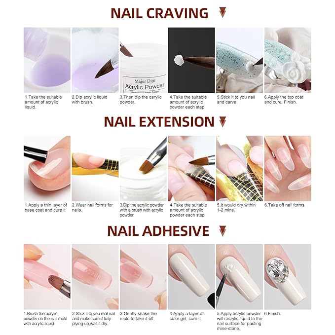 Practice Hand for Acrylic Nails, Acrylic Nail Training Mat , Manicure Trainng Hand Nail Kit for Beginners,Movable Nail Maniquin Hand with 50PCS Nail Tips,Acrylic powder, Brush and Clipper(Brown)