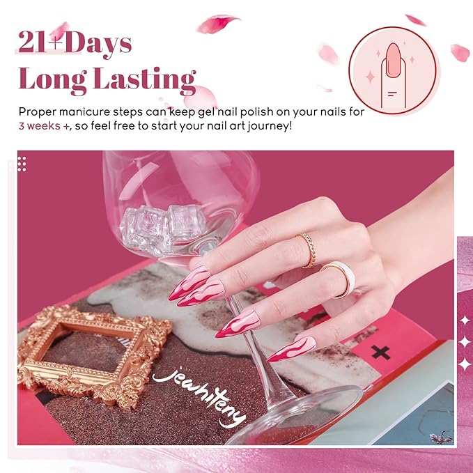 JEWHITENY 45PCS Gel Nail Polish Kit with U V Light LED Nail Lamp 40 Colors Set Manicure Nail Gel Kit