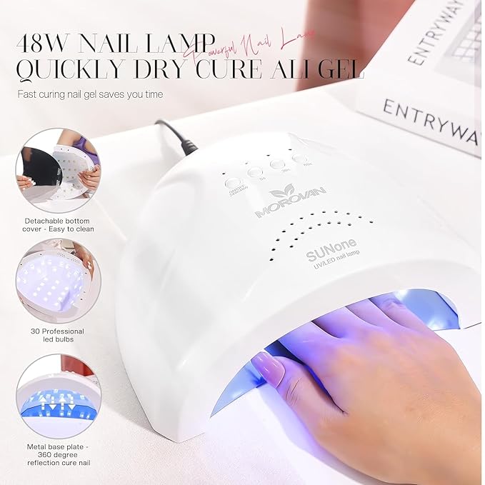 Morovan Poly Gel Nail Kit: 8 PCS Poly Gel Starter Kit With 48W U/V Lamp, DIY At Home Beauty Gifts