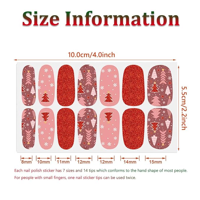 336 Pieces 24 Sheets Christmas Nail Stickers Adhesive Nail Wraps Nail Art Stickers Full Wraps Nail Polish Stickers for Women with Nail File, Cuticle Stick(Cute Series)
