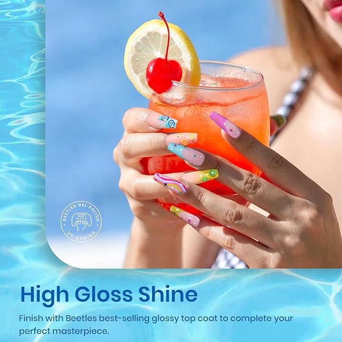 Beetles Spring Gel Polish Set - 6 Colors Peach Coral Orange Blue Pink Green Gel Nail Polish, Soak Off UV Manicure Kit DIY Nail Art for Women Pool Party Holiday