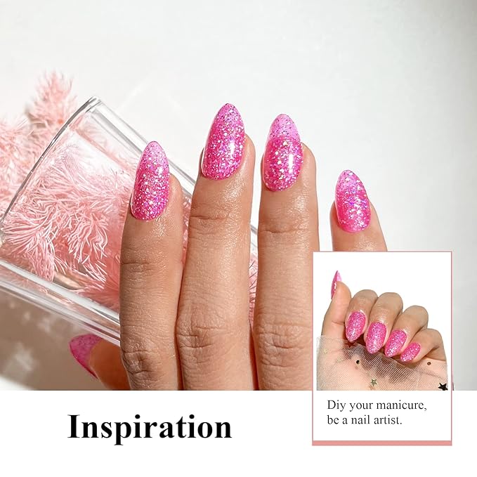 Imtiti Glitter Gel Nail Polish - 1 Pcs, 0.5 Fl Oz Hot Pink Glitter Gel Polish, Soak Off LED & UV Ready, DIY Nail Art Kit for Women & Girls