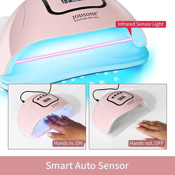 JODSONE U V LED Nail Lamp, Nail Dryer for Gel Polish with Led Light with Automatic Sensor & 4 Timers Pink