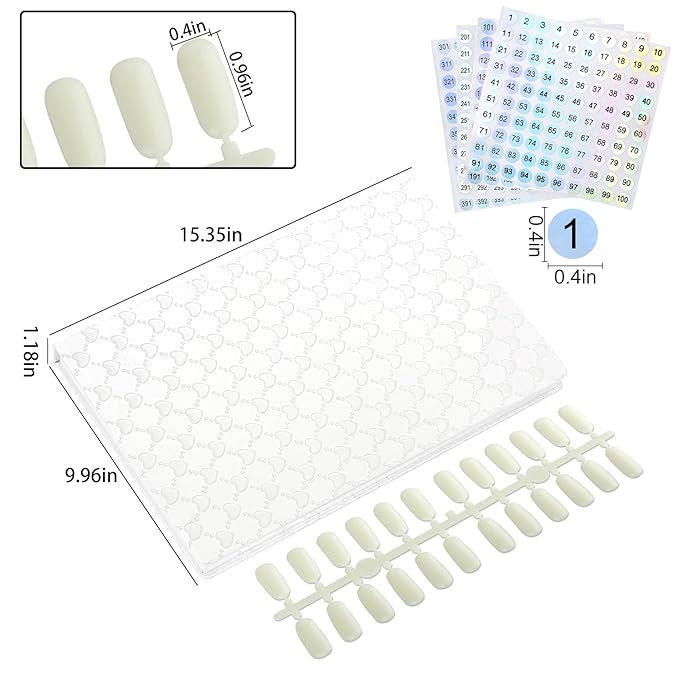 308 Colors Nail Swatches Book with 360 Nail Tips Professional Nail Color Chart Card Display Gel Polish Book Nail Painting Practice Design Board No Need Pasting, No Need Glue for Nail Salons