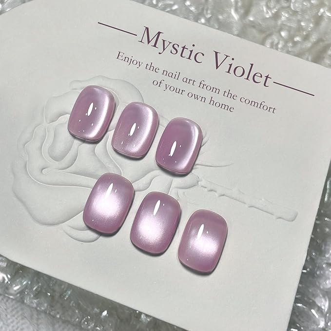 GAOY Jelly Purple Cat Eye Gel Nail Polish, 16ml Glitter Holographic Nail Polish with Magnet, Reflective Translucent UV Gel, 2332 Mystic Violet