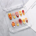 Handmade Press on Nails Fall Medium Almond Fake Nails Yellow Gradient Flower & Autumn Leaves Designs Full Cover Thickened Salon Quality False Nail French Acrylic Nails Stick on Nail for Women（Size M）