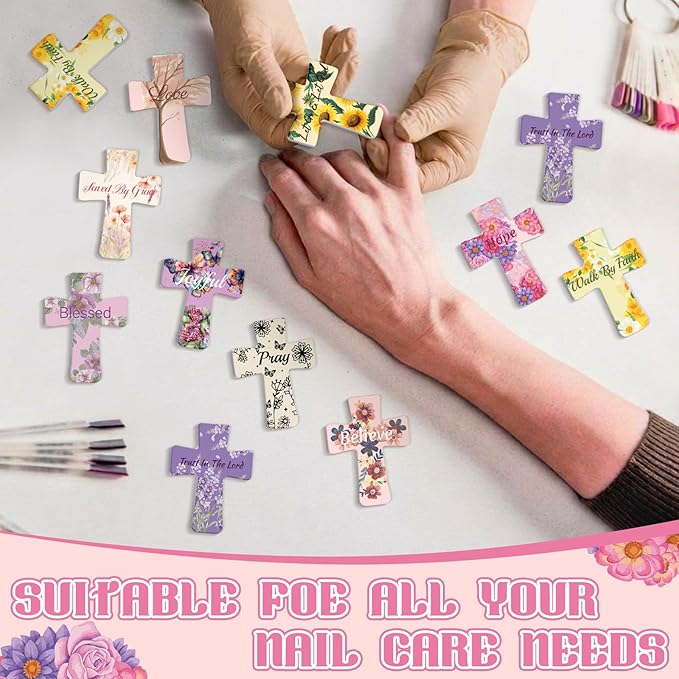 50 Pcs Christian Gifts Bulk for Women Religious Scripture Mini Cross Nail Files Emery Board Double-Sided Nails Boards Bible Verse Group Church Religious Party Favors for Employee Coworkers Supplies