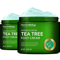 New York Biology Tea Tree Oil Foot Cream for Dry Cracked Feet, Athletes Foot, Nail Fungus, Jock Itch, Ringworm, Cracked Heels and Itchy Skin - Foot Cream - 8 oz - Pack of 2