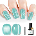 modelones Green Cat Eye Gel Nail Polish Blue Turquoise Gel Polish Jelly Glass with Magnet Holographic Glitter Shimmer Translucent Sheer Color Magnetic Nail Polish 15 ML
