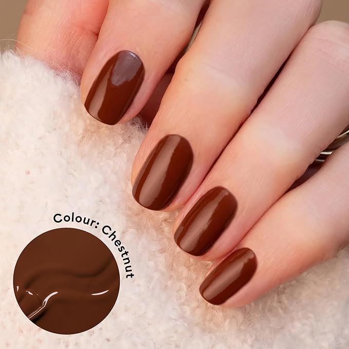 Manucurist Green Flash LED Chestnut Brown Gel Nail Polish - Vegan, 12-Free, Plant-Based - Strengthens and Protects the Nail - Gel Polish - Made in France - 0.5 fl oz