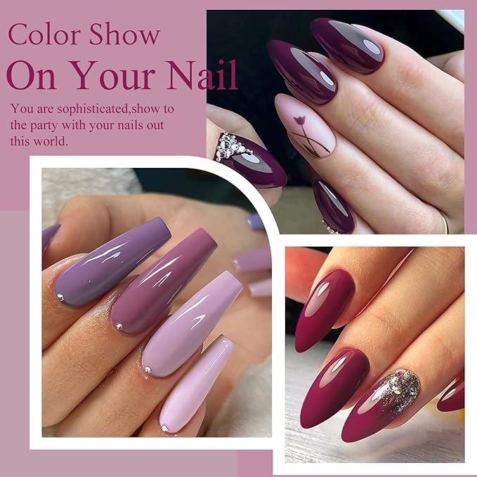 MTSSII Gel Nail Polish 8 Colors, Pink Brown Burgundy Red Gel Polish Set Peach Pastel Pink Nail Polish Gel Kit Soak Off Manicure Set Nail Art Gift for Women DIY Home Salon