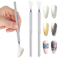 2PCS UltraThin Nail Art Brush 7 Pin Bendable Nails Gel Liner Brushes Nails Design Tools, Stainless Steel Handle Stripe Lines Nail Art Pens Brush, Spider Gel Manicure Tools Wire Pen