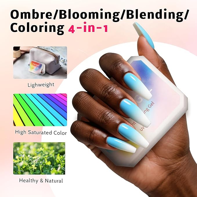 Christmas Gel Polish, 9 Colors Ombre Patting Gel Nail Polish Palette 100 Sponges 6 Brushes 1Grabber, Blending Color Gradient Painting Nails Art, No Wipe, UV/LED Cured (Set 03)