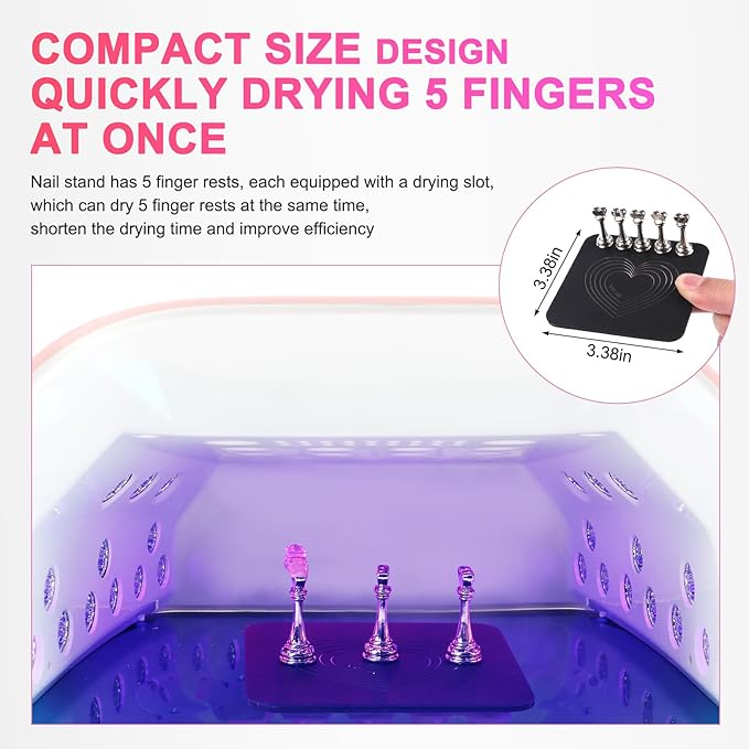 ANGNYA Nail Stand for Press Ons, Fake Nail Holder for Painting Nails, Super Magnetic Base for Painting Display Holder with Reusable Adhesive Putty for Home DIY Salon Supplies