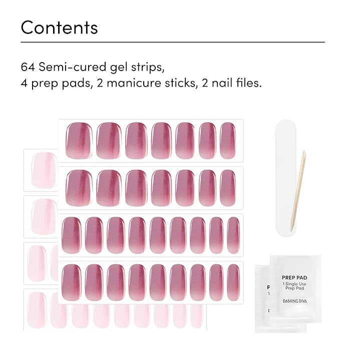 Dashing Diva Glaze Nail Strip Duo - Glazed Collection - Strawberry Glaze & Sangria Glaze - Long Lasting, Chip Resistant, Semi-Cured Gel Nail Strips - Contains 2 Colors