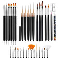 LIGHT RAIN 34Pcs Nail Art Brush Set - Complete Kit with Dotting Tool, Liner Brushes, Acrylic Brushes, Ombre Brush, Cuticle Tool, Rhinestone Picker Pencil for Beginner to Pro Nail Design