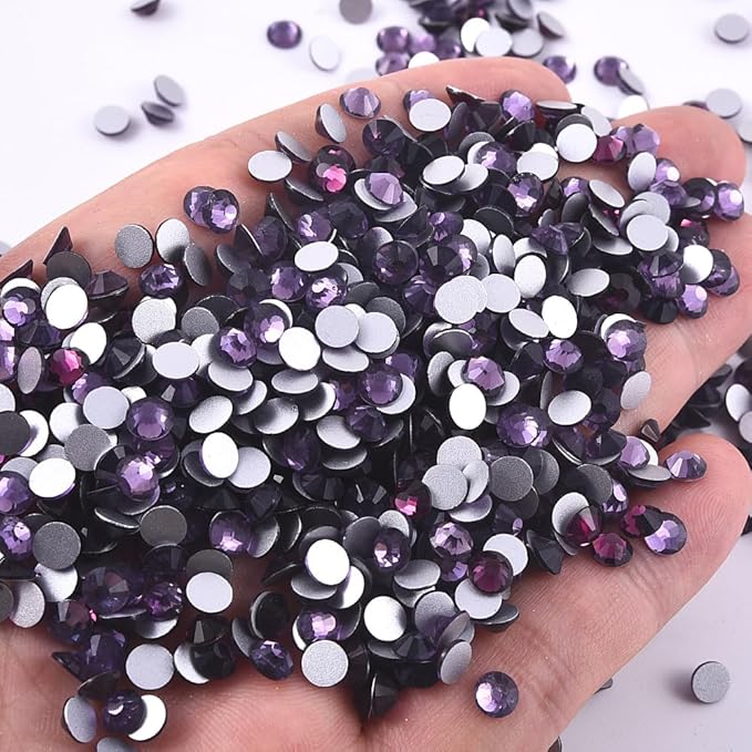 Blinginbox 1440Pieces SS10/2.7-2.9mm Flat Back Crystal Rhinestones Round Gems for Nail Art,Tanzanite