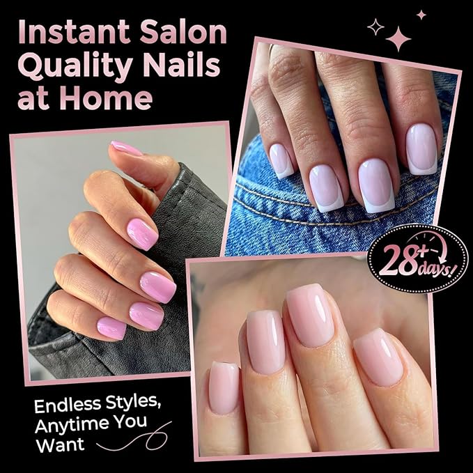 Square Nail Tips: 240Pcs Short Squoval Soft Gel Tips, Pre-Etched Full Cover Gelly Fake Nails, No Filing Needed, Thin Cuticle & Thick Tip Clear Extension System for DIY Home Salon 12 Sizes