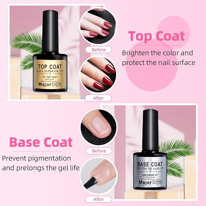 Major Dijit Acrylic Nail Kit with LED Lamp & Electric Drill - 12 Colors Acrylic Powder Monomer, Base/Top Coat, Tips/Glitter/Nail Charms | Nail Kit for Beginners with Everything