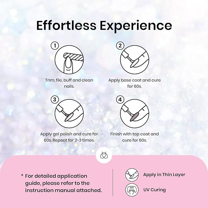 beetles Glitter Gel Polish - Diamond Shine 6 Colors Reflective Sparkle Gel Set, Silver Black Pink Gold Holographic Glitter Polish, with Nail Art Stickers Soak off Uv LED Manicure Gifts for Women