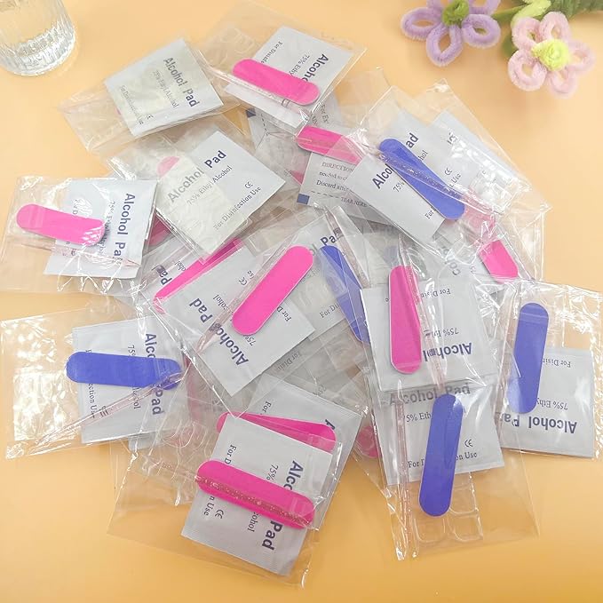 Disposable Manicure Kits 4-Piece, Nail File 100/180 Grit, Crystal Stick, Jelly Double Sided Nail Adhesives, Nail Polish Remover Pads, Nail Tool Kits Suitable for Press on Nail & Home Nail Art 20sets