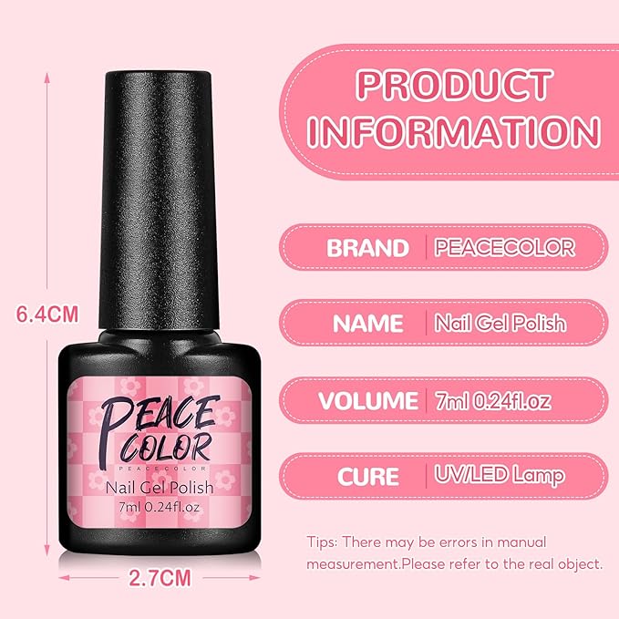 PEACECOLOR 60Pcs Gel Nail Polish Set - 55 Colors Gel Polish with Base Coat & 4 Effects Top Coat All Seasons Color Nail Polish Set Nail Kit Gifts for Women Girls Teens Nail Salon at Home