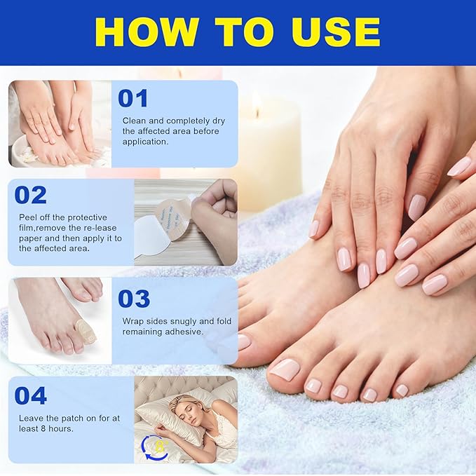 Toenail Fungus Treatment Patches - 21 Pcs Fungal Nail Patches, Extra Strength 8-Hour Formula, for Discolored & Damaged Toenail Care, Overnight Renewal for Men & Women (1 Pack)