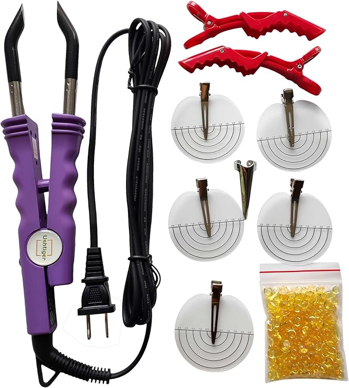 Keratin Hair Extensions Tools Flat Tip Fusion Hair Extension Iron Connector Wand Heat Install Tool Set Keratin Bonding Machine Melting Gun Purple