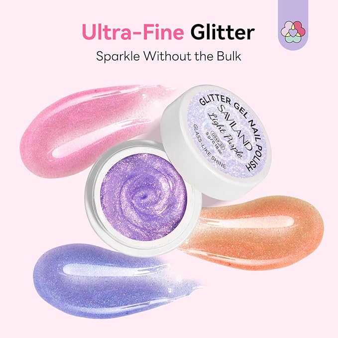 SAVILAND Glitter Gel Nail Polish Set: Jelly 2026 60ml 12 Colors Crystal Shiny Gloss Light Pink Gel Polish Art Pen Spring Magnetic Gel Polish Glitter Nail Polish Gifts Home Manicure DIY