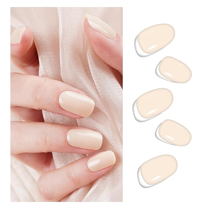 DANNI & TONI Semi Cured Gel Nail Strips Nude (Velvet Nude) Natural Gel Nail Wraps UV Led Nails 28 Stickers