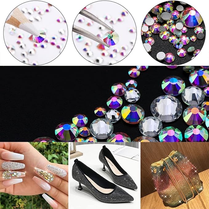 ECYC 1440 Pcs 4.8mm Flatback Crystal Rhinestones, Silver Nail Art Decoration Rhinestones Glitter Glass Gems Stones for DIY Crafts Nails Clothes Shoes Bags Decoration,Clear