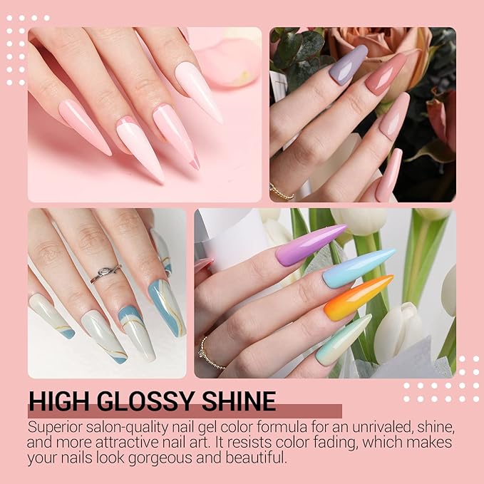 modelones Poly Gel Nail Kit 6 Colors with 8 W Nail Lamp Poly Extension Gel Red Pink Black Green Glitter Complete Starter Kit for Beginner DIY Salon Quality Manicures