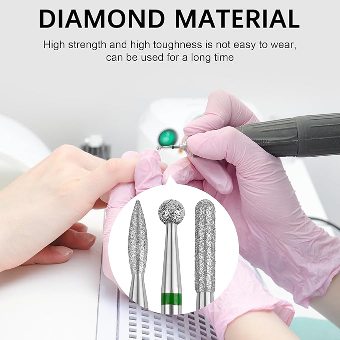Cuticle Drill Bit,Cuticle Drill Bits for nails 3pcs Diamond Nail Drill Bits for 3/32''Electric Nail File Machine Pedicure Tool