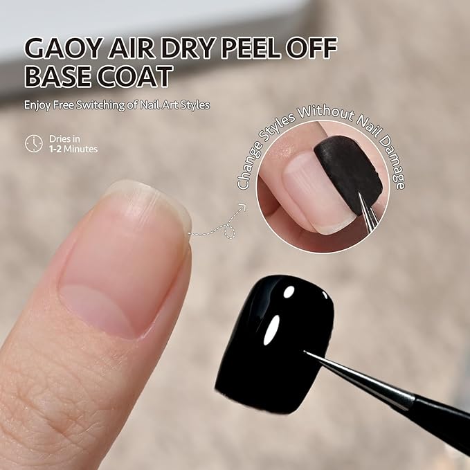 GAOY Air Dry Peel Off Base Coat, 16ml Practice Base for Nail Colors Test, Temporary Wear and Easy to Peel, No UV/LED Lamp Needed