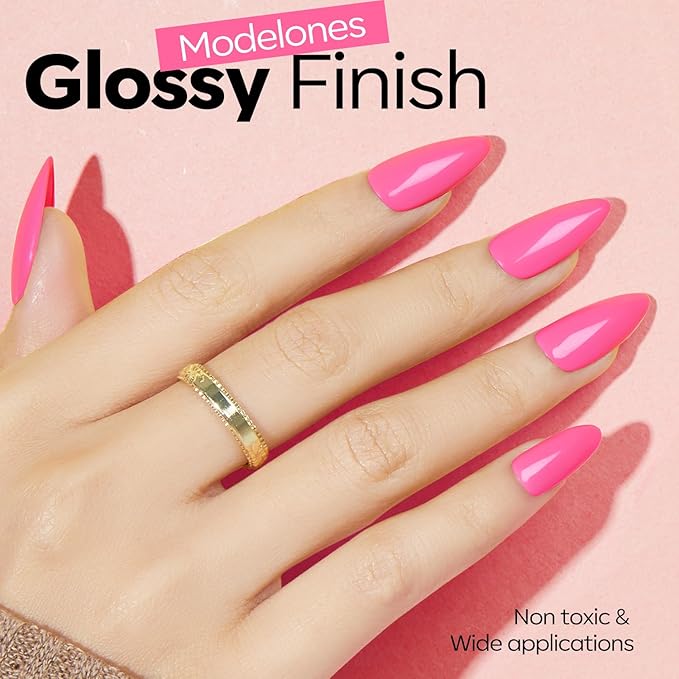 modelones Pink Gel Nail Polish Hot Pink Nail Polish Pastel Rosy Gel Polish Valentine Nails Manicure 15 ML