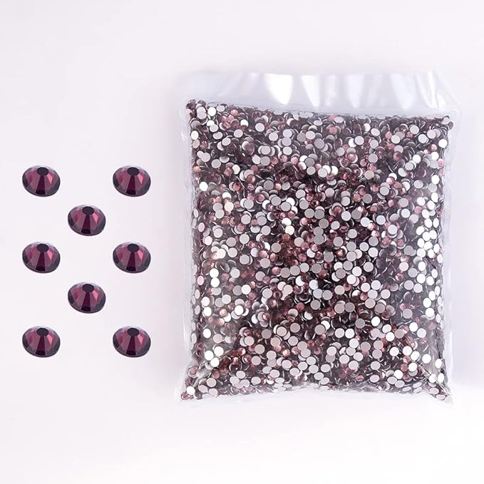 SS3-SS20 Crystal Glass Rhinestone Round Shape Flatbase Strass for DIY Nail Art Decorations Craft Making 14400PCS/Bag (SS4：1.5-1.6mm, Light Purple)