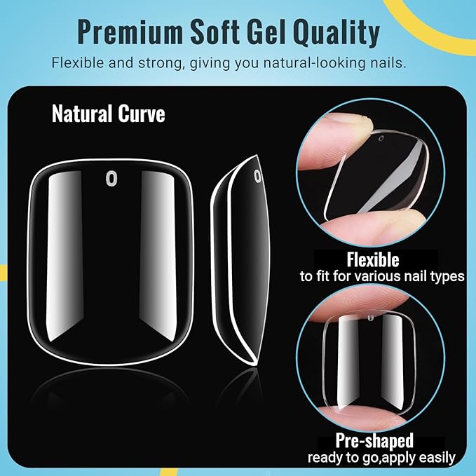 Wide Long Fake Toenails, SINOKAME Clear Press on Toenails for Women with Nail Glue Kit, Paintable Toe Nail Press Ons 240Pcs 12 Sizes Up to 10 Pedicures