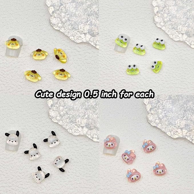 70Pcs Kawaii Nail Charms Set, 3D Cartoon Colorful Nails Accessories for DIY Nail Art, Y2k Resin Rhinestones Nail Decorations (70P)