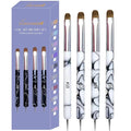 4Pcs French Tip Brush, Double-Ended French Brushes for Nails with Dotting Tool, Clean Up Brush for Gel Nail Polish, Size 10/12/14/16, Acrylic Nail Art Brushes, Manicure Tools for Nail Design-White