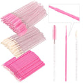300 Pack Disposable Spoolies Brushes Sets Mascara Wand Lip Brushes Bamboo pole-shaped Handle Cotton Swab for Eyebrow Eyelash Extension Tattoo Lipstick Applicator(Pink)