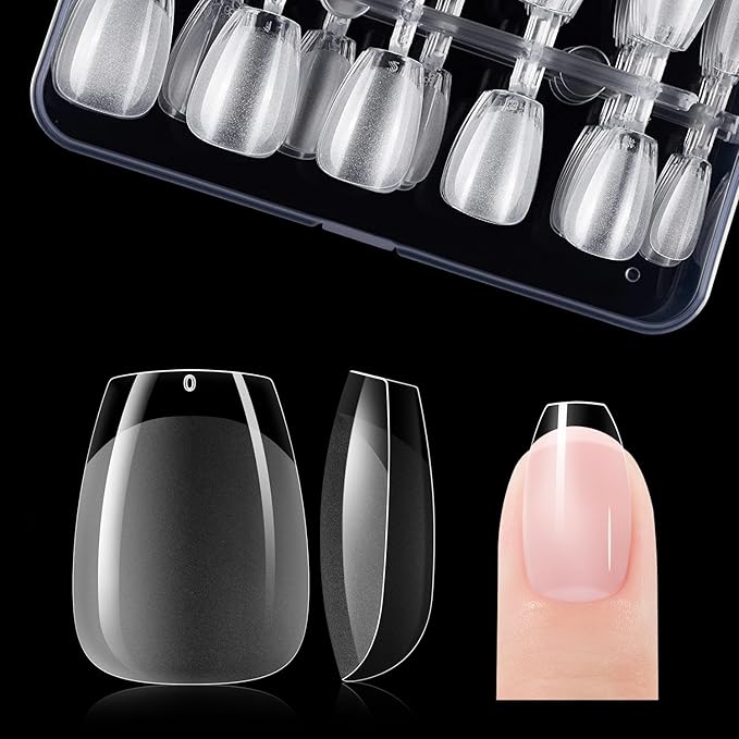 Gelike ec Nail Tips- Gel Nail Tips Extra Short Coffin Nail Tip Full Cover 120PCS 12 Sizes, Extra Short Coffin - Gift for Valentine's Day