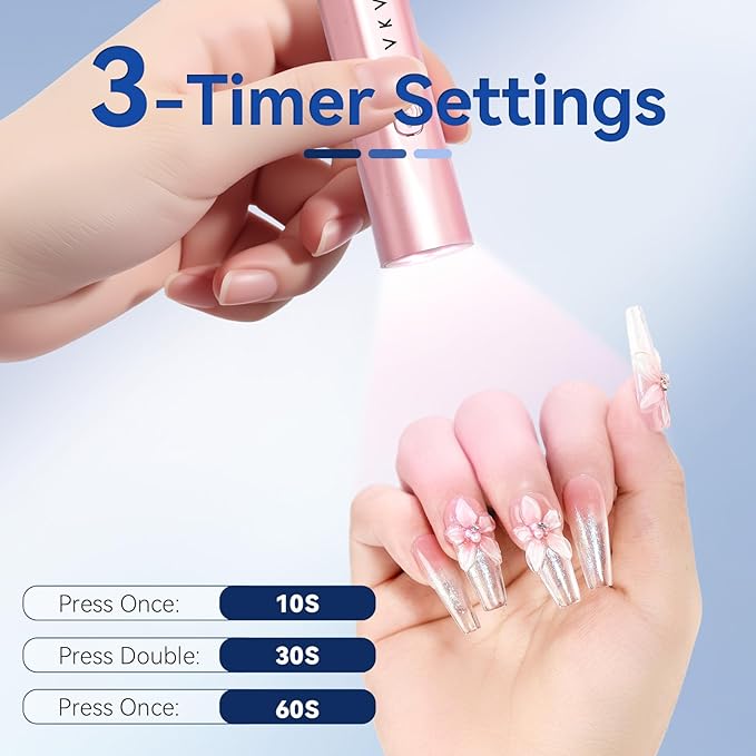 Makartt Handheld UV Nail Lamp - UV Light for Gel Nails with 3 Beads Portable JERTY LED Gel Light for Fast Curing Nail Tips Rechargeable USB Nail Light with LCD 3 Timers for Home Salon Use