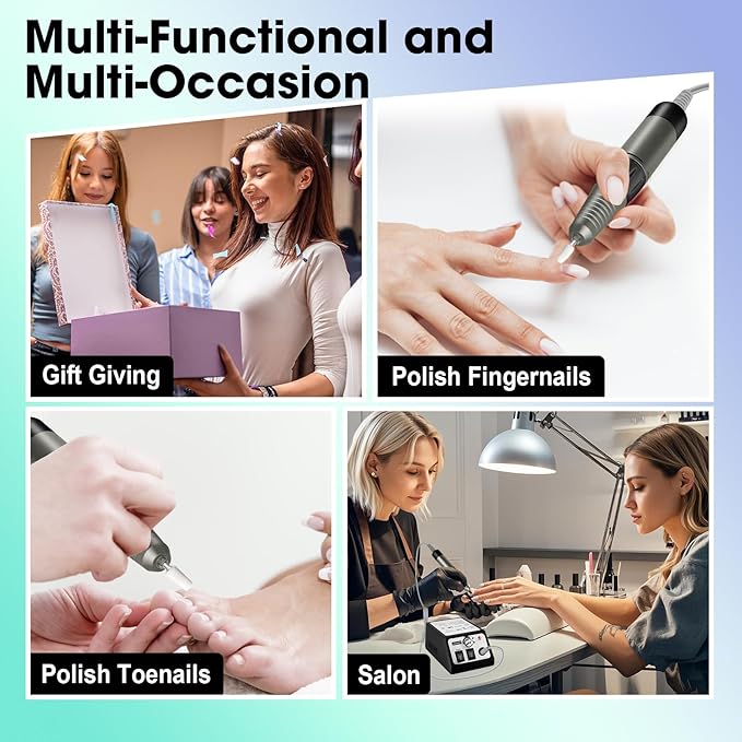 LAVAED Professional Nail Drill 35000RMP Electric Nail File Nail Filer Electric E Filer for Nails, Nails Drill Kit with Nail Drill Bits and Sanding Bands and for Acrylic Nail Gel Nail Manicure Pedicure