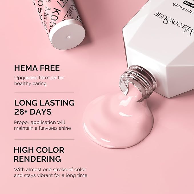 MelodySusie Hema Free Gel Nail Polish, 0.5 Fl Oz Thick Beige Pink Gel Polish, Non-Toxic, Long Lasting, Soak Off UV Nail Polish, Manicure Nail Design Salon DIY Nail Art at Home K0537