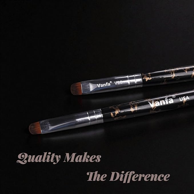 Vanfa French Brush for Nails, Gel Nail Brush, Clean up brush, Nail Art Brush with Kolinsky Hair (V10 - Pack of 2)