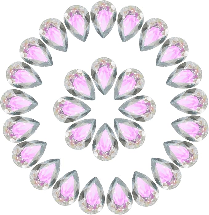 MECCANIXITY 48 Pcs 3D Teardrop Rhinestones Diamond Nail Charm Crystal Pointback K9 Glass Rhinestones Crystal Gems for Jewelry Making, Craft, 8x12mm, AB Transparent
